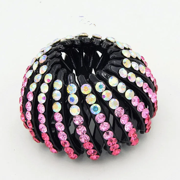 Bird's Nest Hairpin Color Rhinestone Ponytail Ball Hairpin