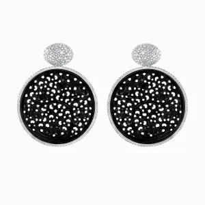 Black Jade & Diamond White Gold Earrings