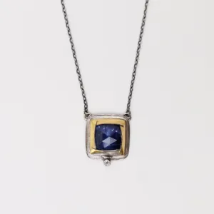 Blue Kyanite Square Fold Necklace