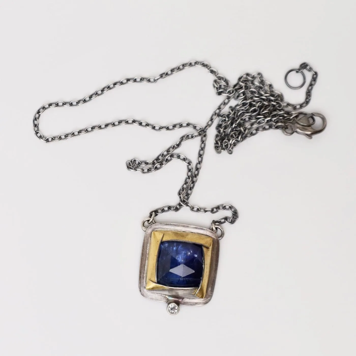 Blue Kyanite Square Fold Necklace