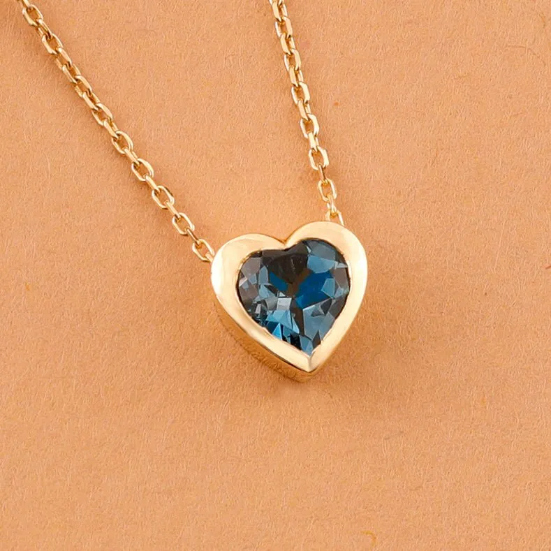 Blue Topaz Heart Necklace, Ashly