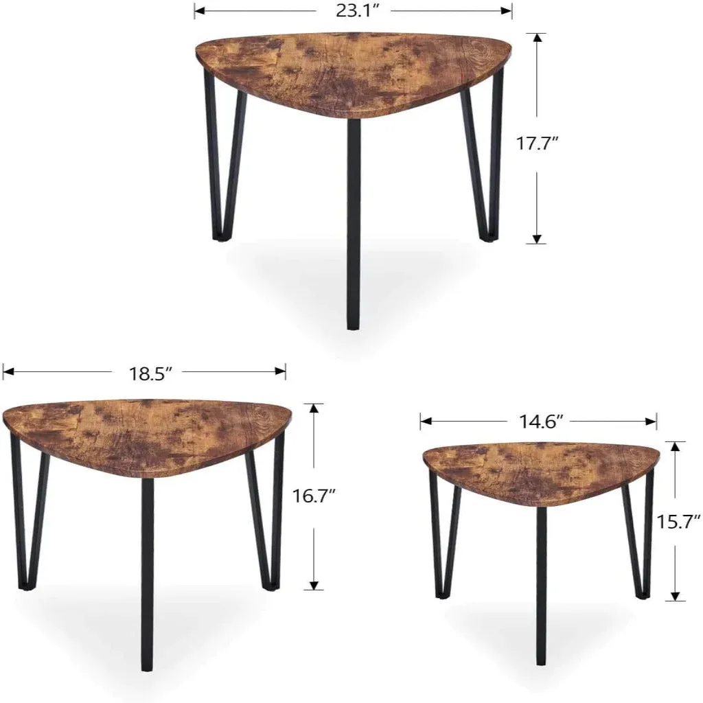 Brown Nesting-Tables Living Room Coffee Table Sets of 3