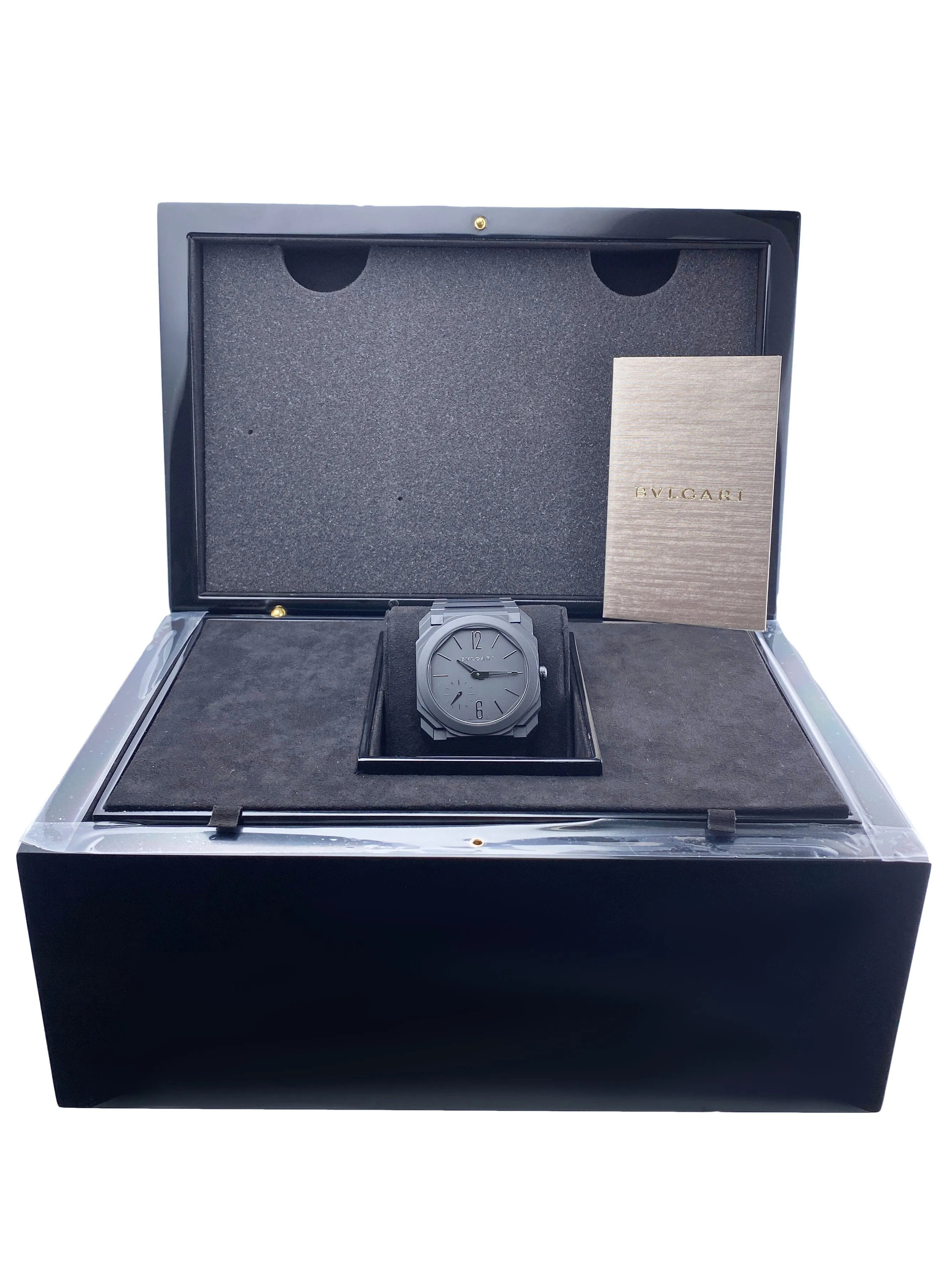 Bulgari Octo Finissimo Extra Thin 103077 Black Ceramic Mens Watch Box Papers