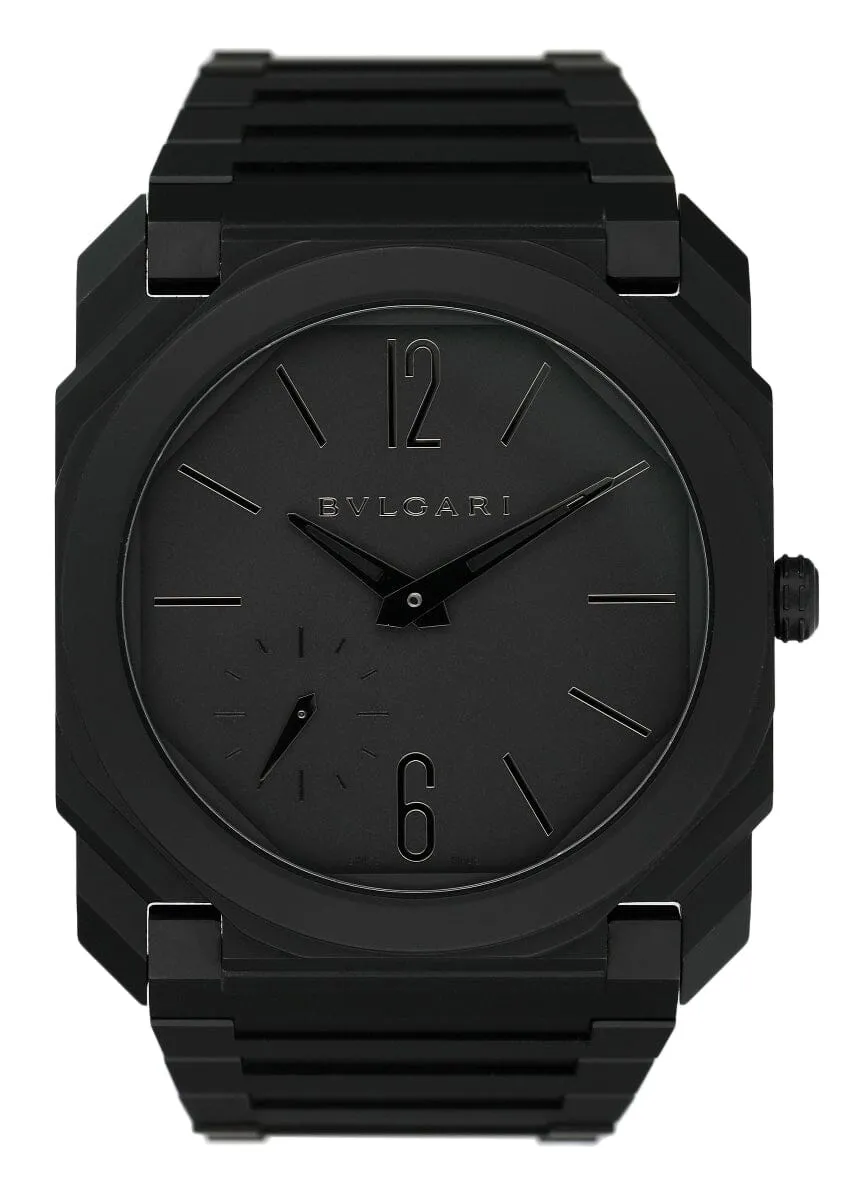 Bulgari Octo Finissimo Extra Thin 103077 Black Ceramic Mens Watch Box Papers