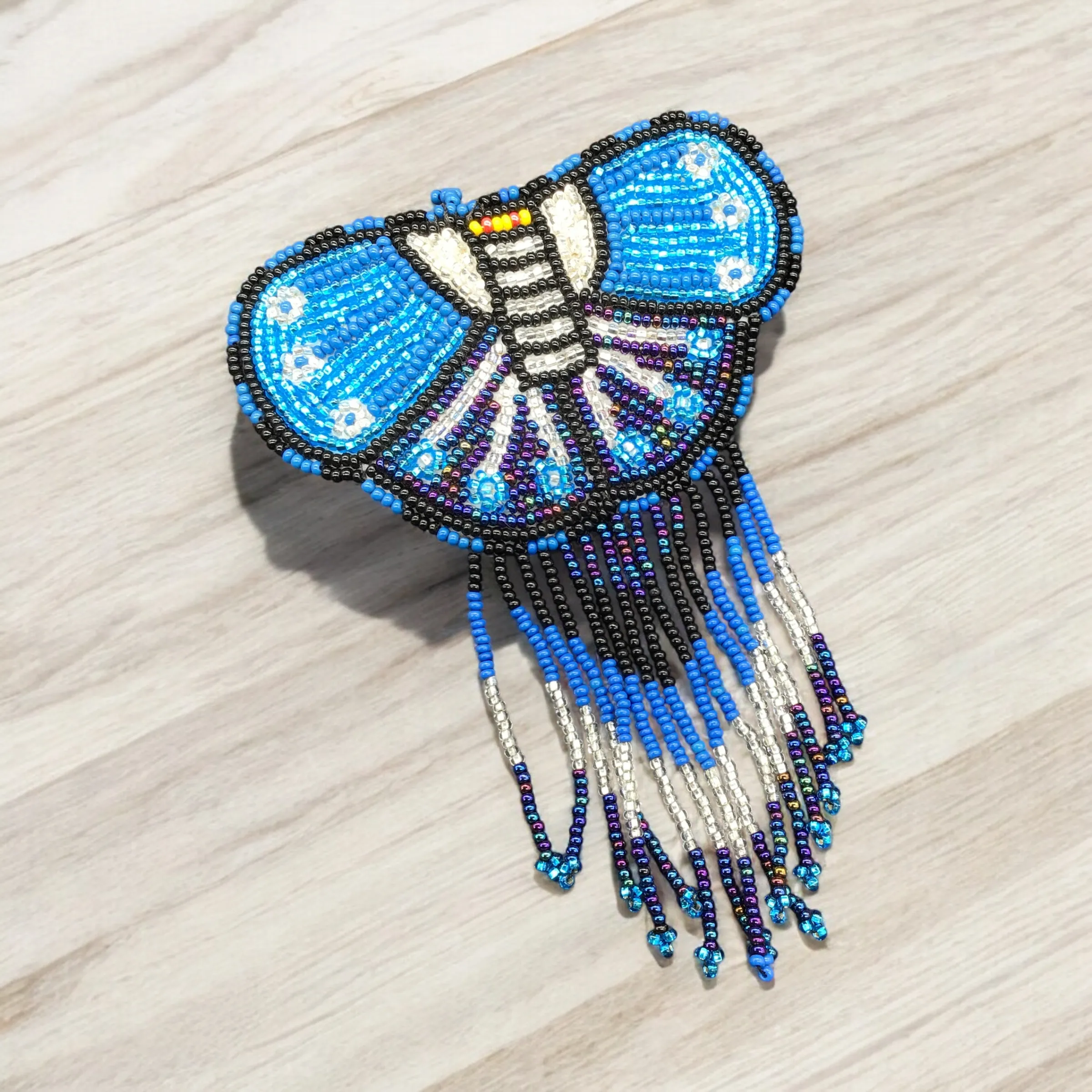 Butterfly Beaded Barrettes with Fringes (27)