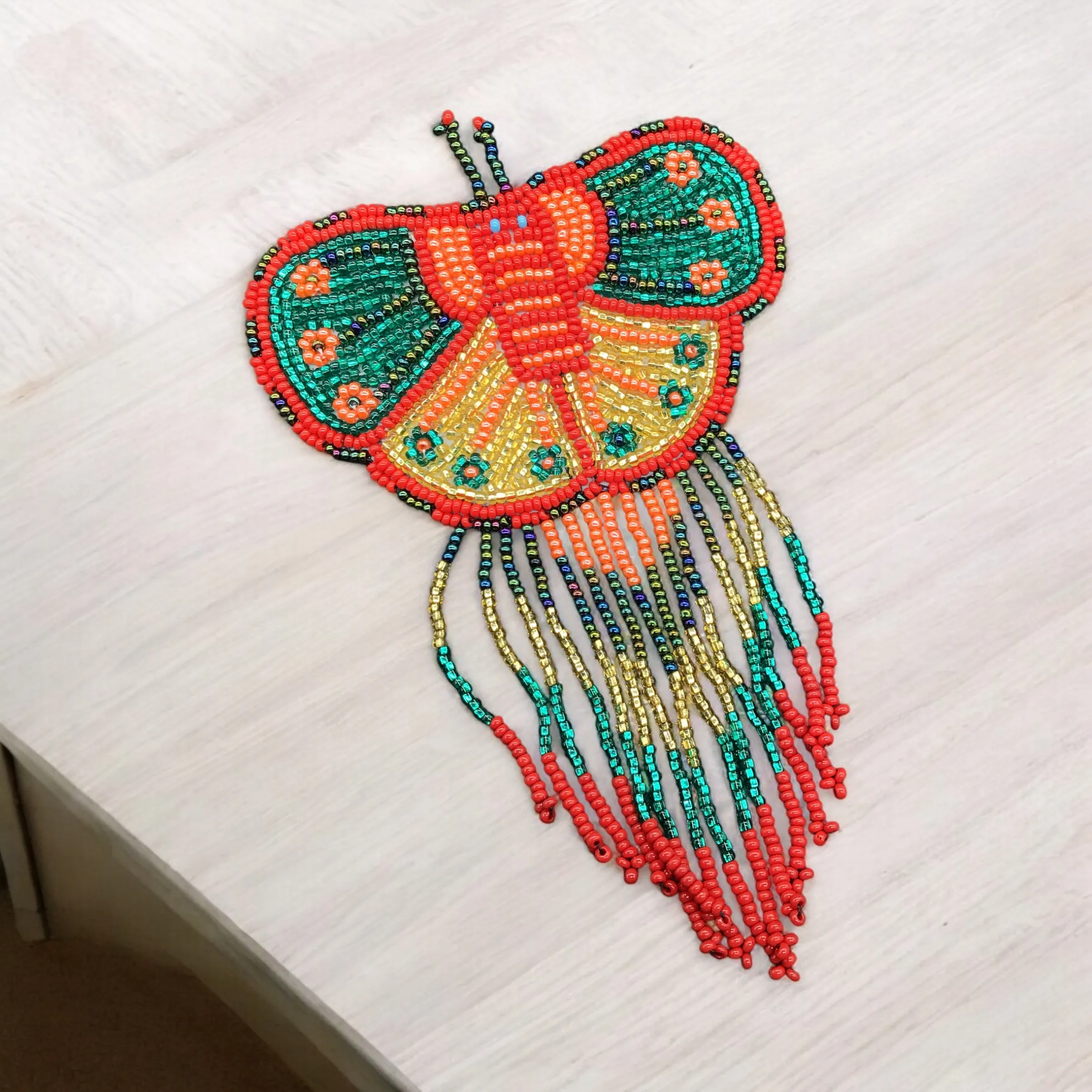 Butterfly Beaded Barrettes with Fringes (28)