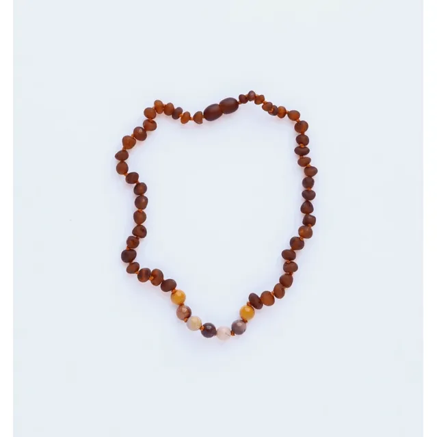 Canyonleaf Kids Raw Cognac Amber   Mookaite Jasper Necklace