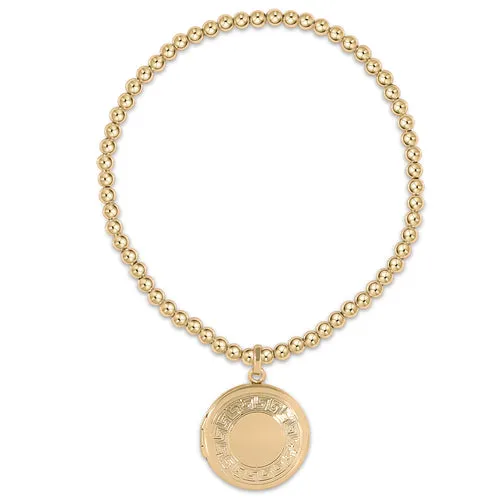 Cherish Small Gold Locket- Classic Gold 3mm Bead Bracelet