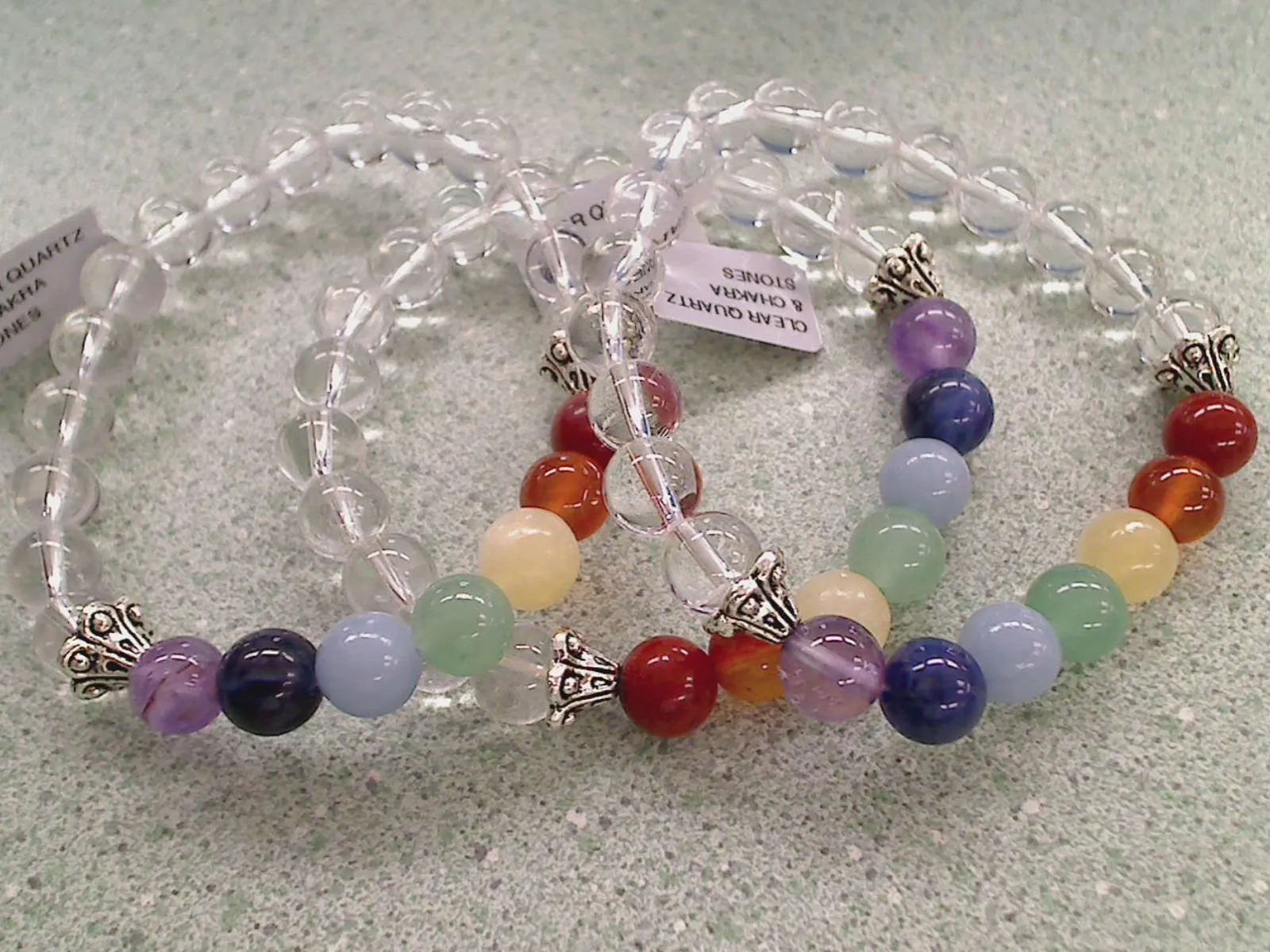 Clear Quartz With Chakra Stones 8MM Stretch Bracelet