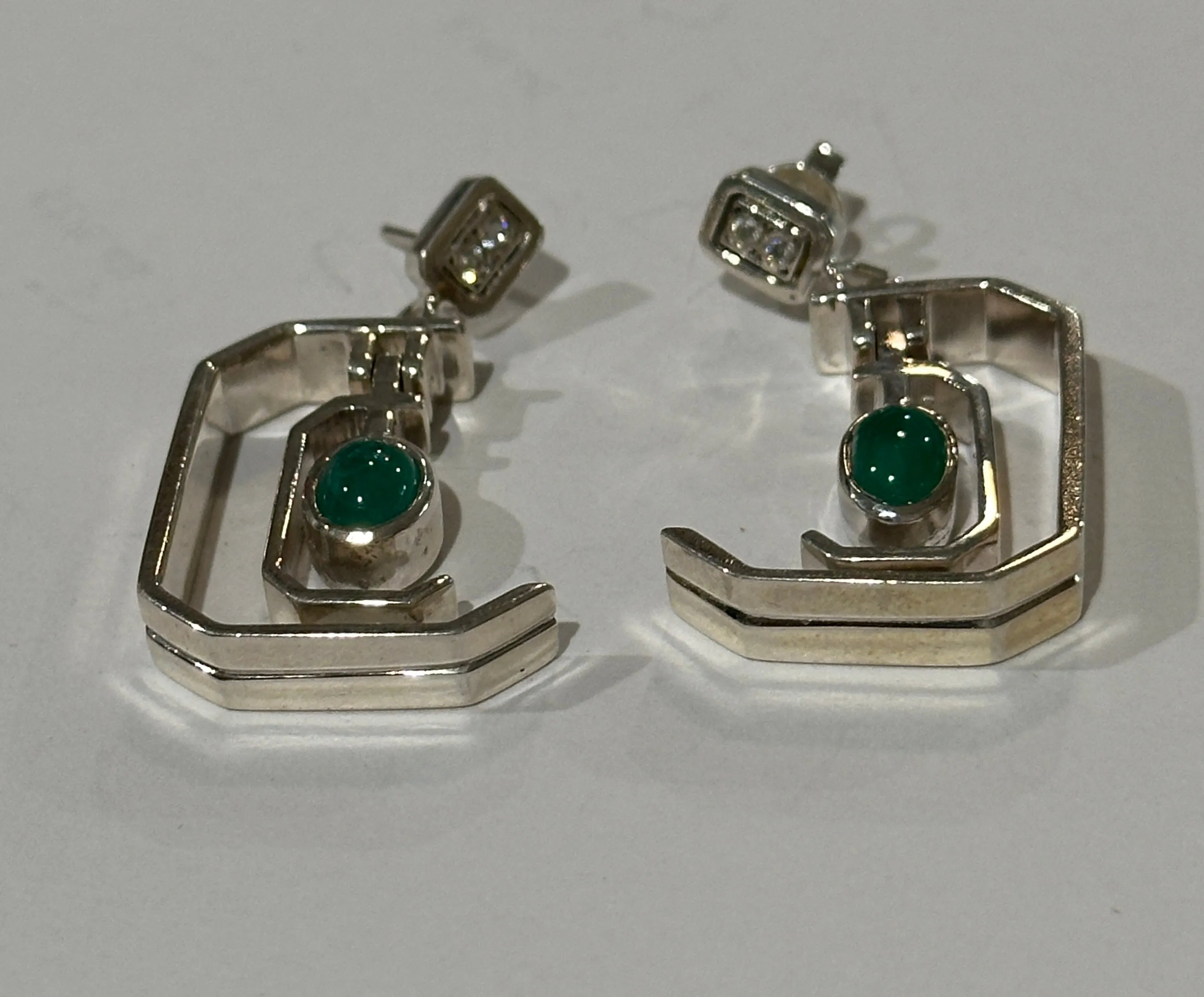 Colombian Emerald Earrings in Sterling Silver dangles 1ct set 3