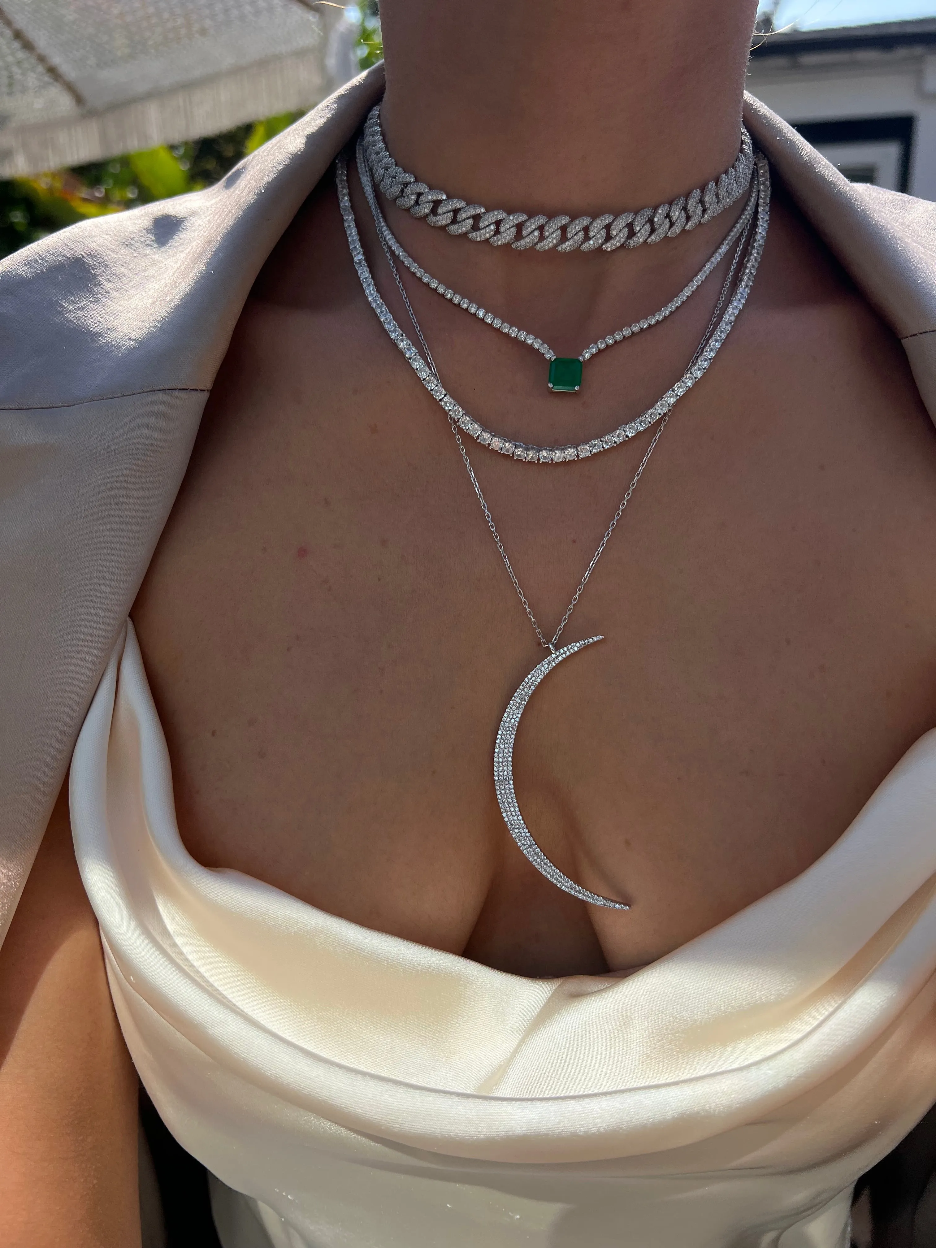 “Contessa” Sterling silver emerald necklace