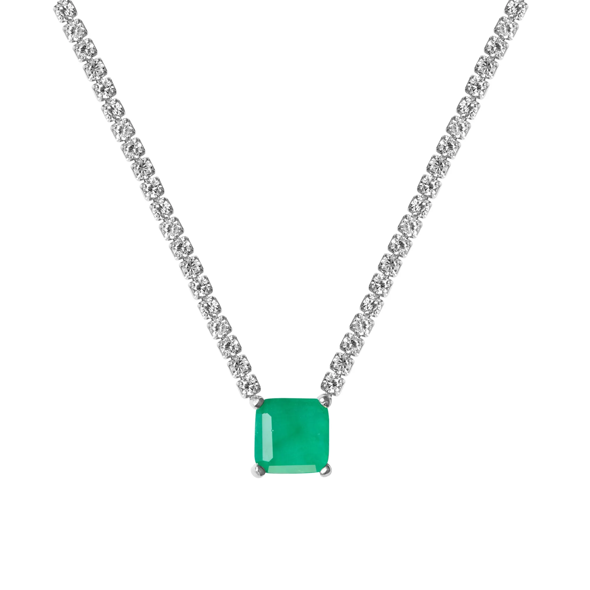 “Contessa” Sterling silver emerald necklace