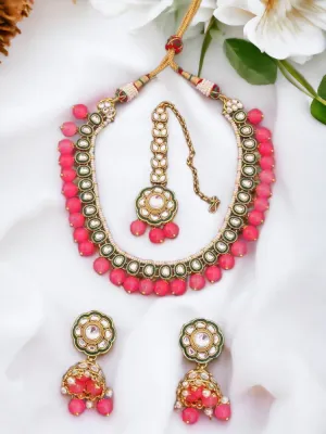 Coral Amala Kundan Jewellery Set