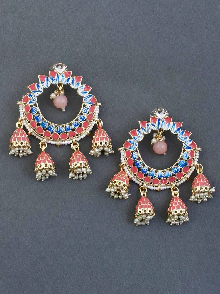 Coral Bhavyani Satrangi Jhumkis