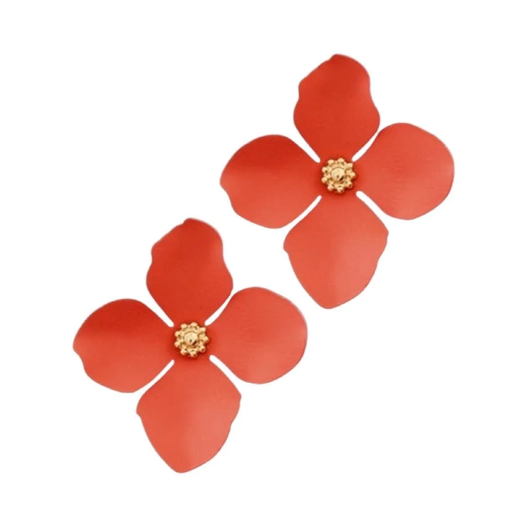 Coral Petal Statement Stud