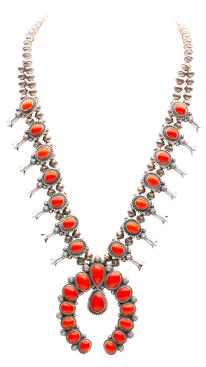 Coral Squash Blossom Necklace | Freddy Maloney