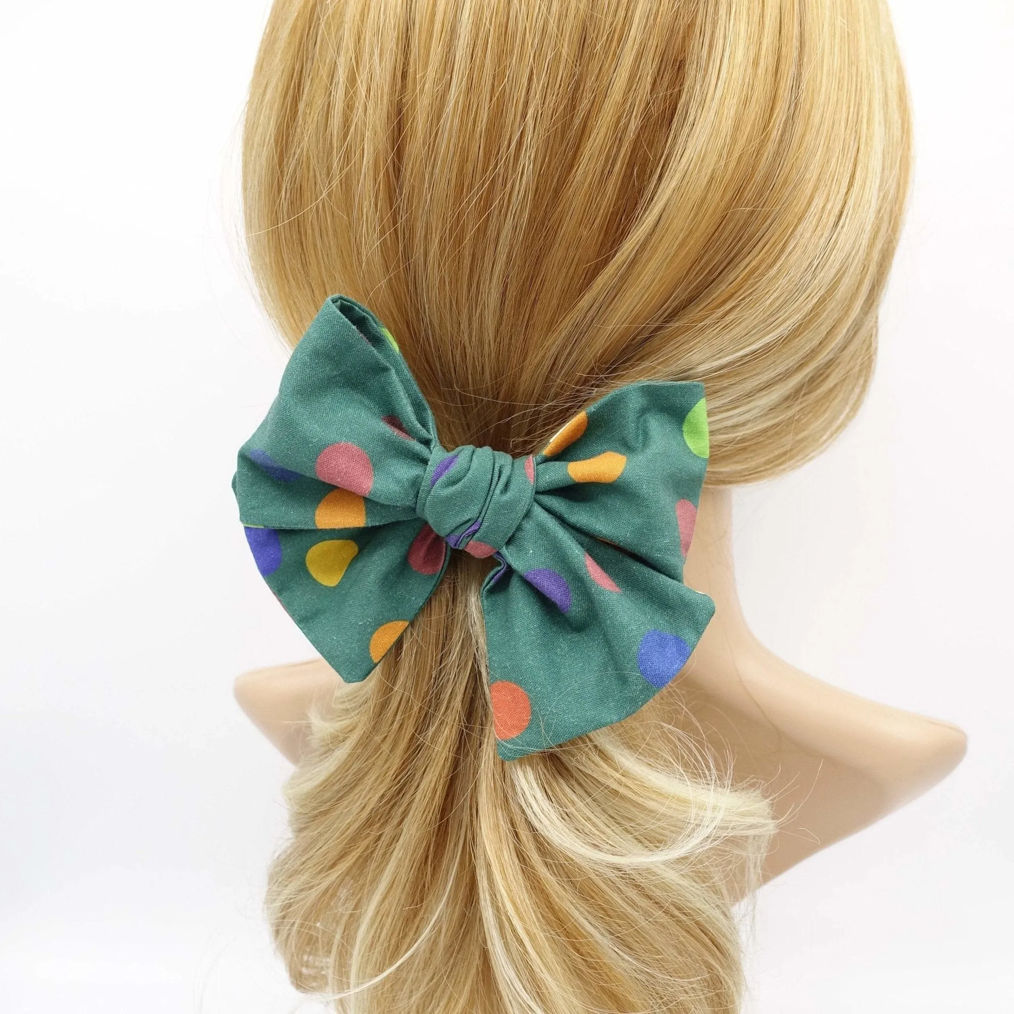 cotton dot hair bow colorful wired hair accessory for women