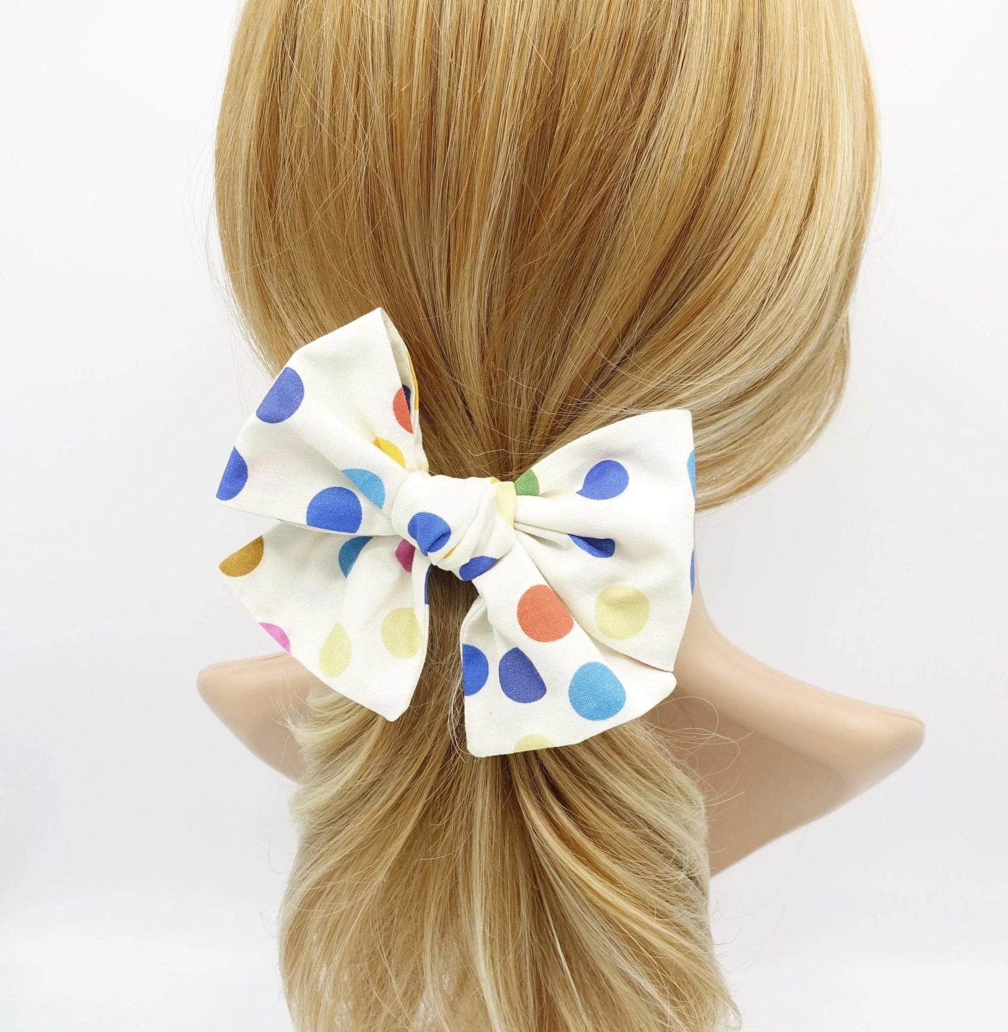 cotton dot hair bow colorful wired hair accessory for women