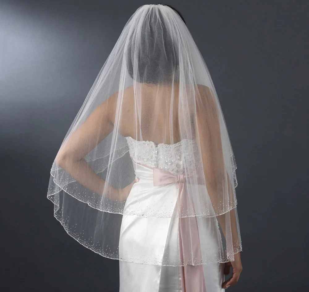 Crystal Fingertip Length Bridal Veil