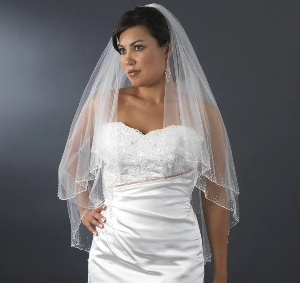 Crystal Fingertip Length Bridal Veil