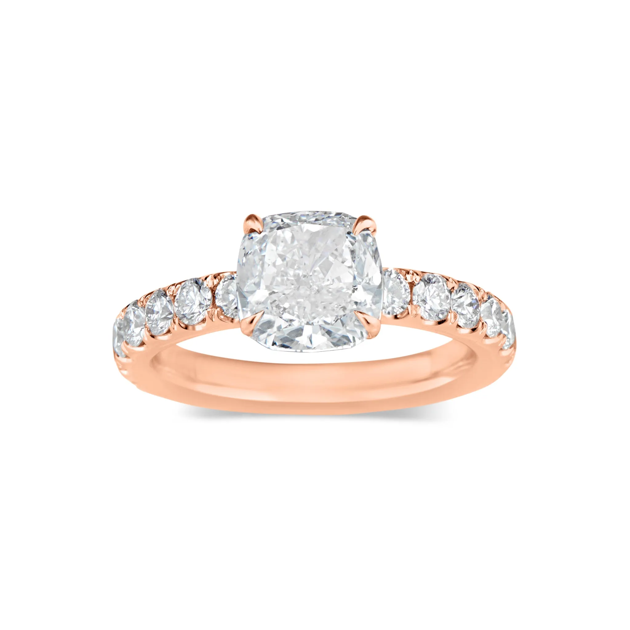 Cushion Diamond Engagement Ring with Diamond Shank