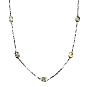 David Weisz 18k Yellow Gold Emerald Cut Diamond by the Yard Necklace