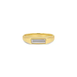 Diamond Baguette Signet Ring - Small