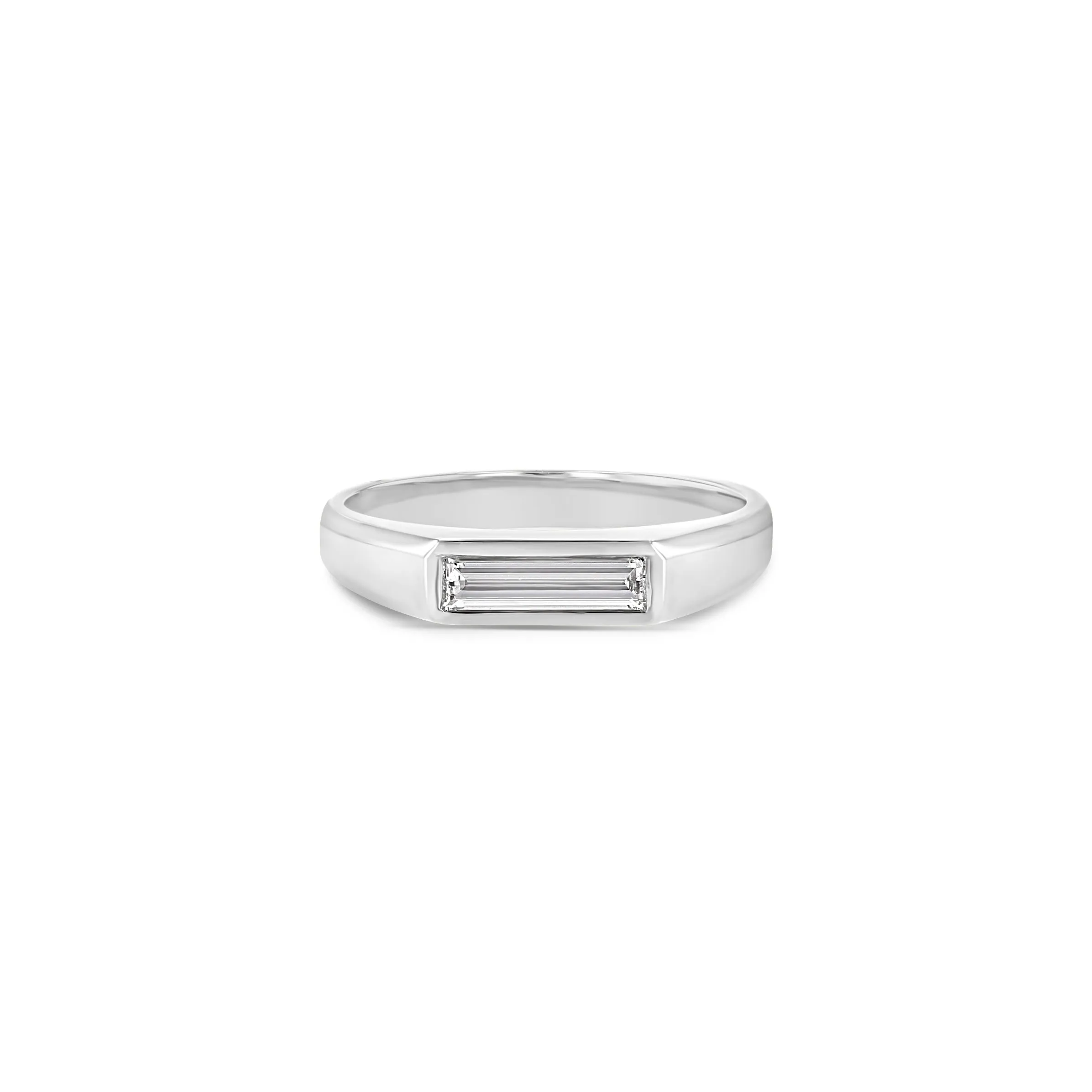 Diamond Baguette Signet Ring - Small