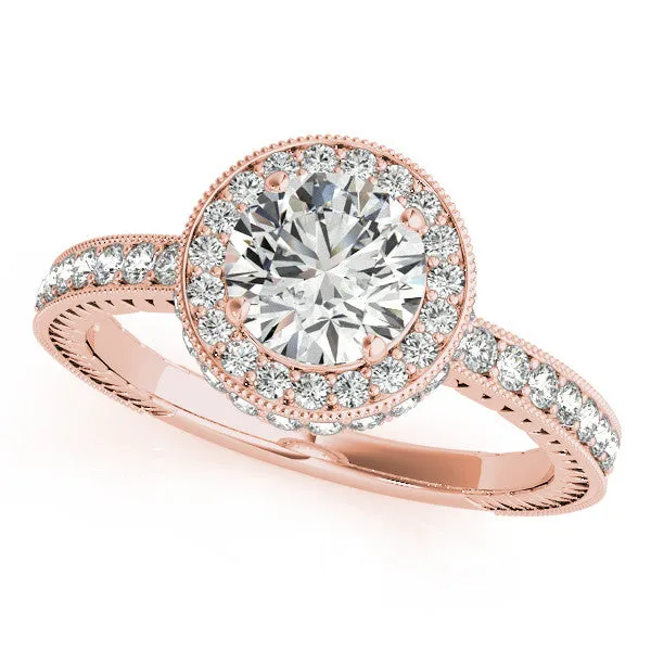 Diamond Halo Engagement Ring  Forever One Moissanite Center - Finn