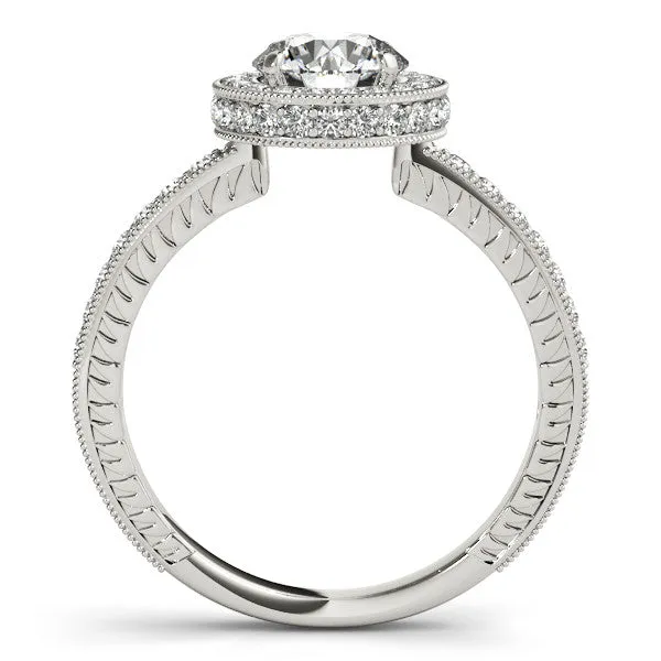 Diamond Halo Engagement Ring  Forever One Moissanite Center - Finn