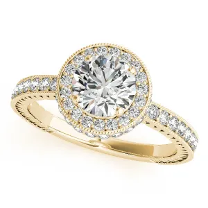 Diamond Halo Engagement Ring  Forever One Moissanite Center - Finn