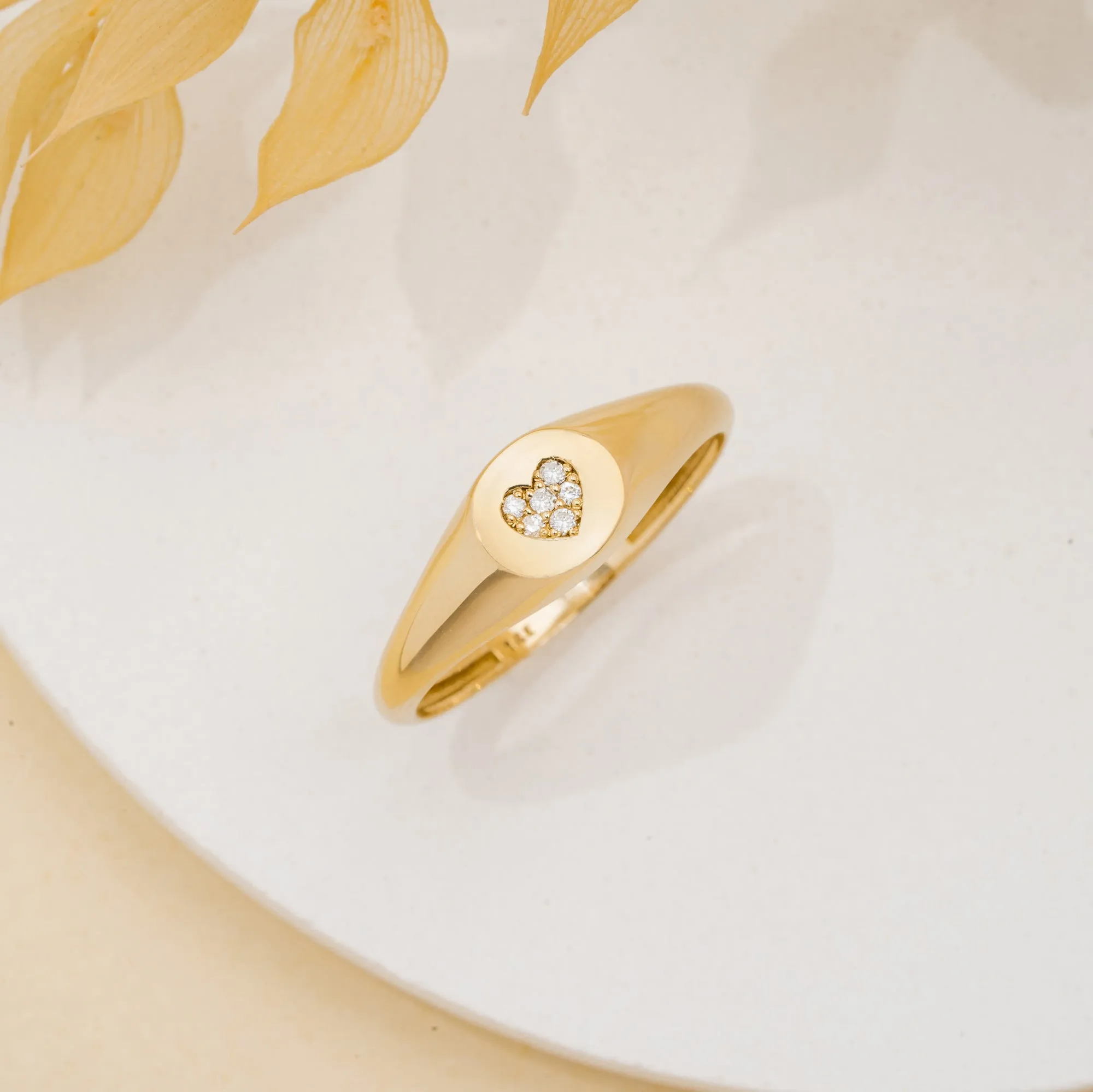 Diamond Heart Signet Ring, Kate