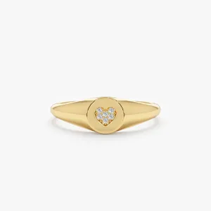 Diamond Heart Signet Ring, Kate