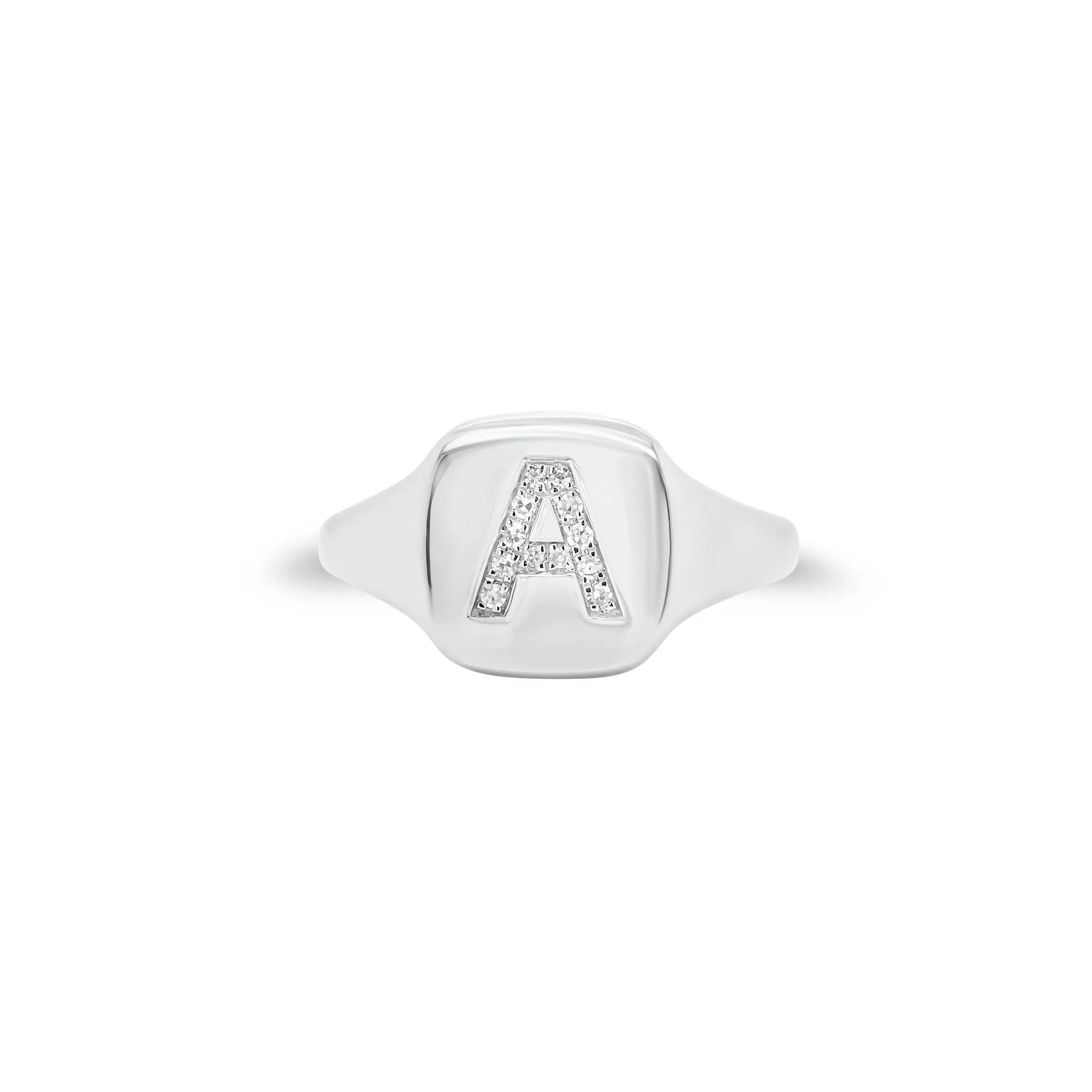 Diamond Initial Signet Ring