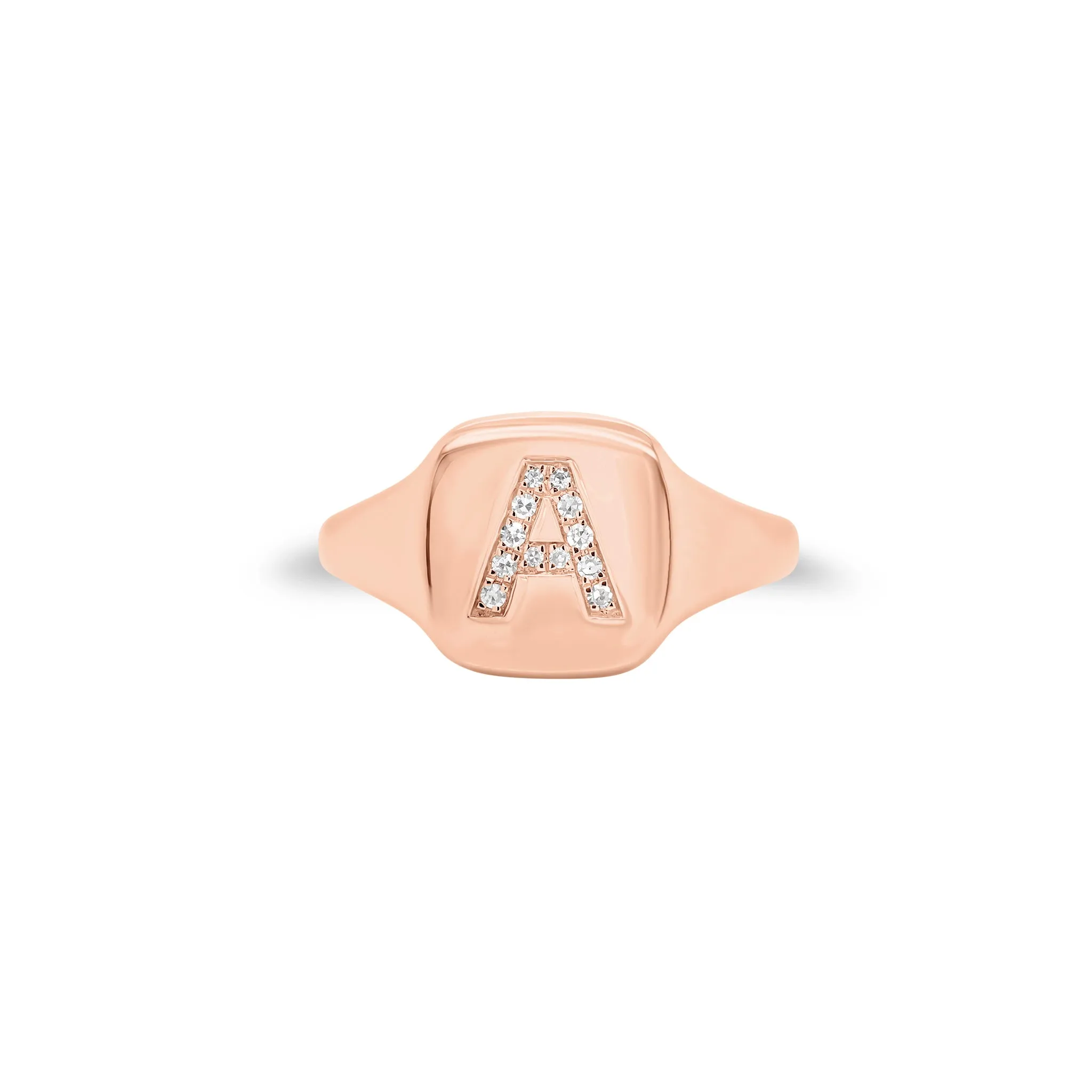 Diamond Initial Signet Ring