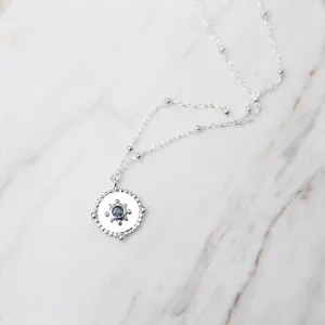 Dotted Disc Necklace with London Blue Topaz