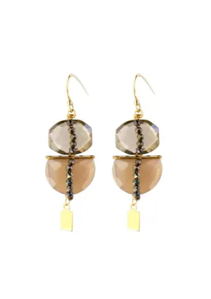 Duet Earrings - Chocolate Moonstone