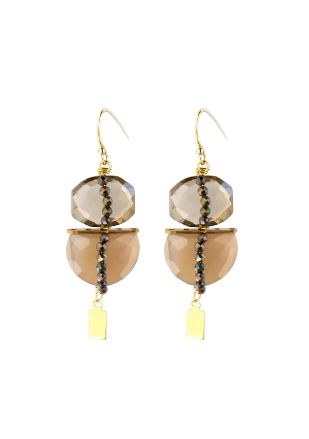 Duet Earrings - Chocolate Moonstone