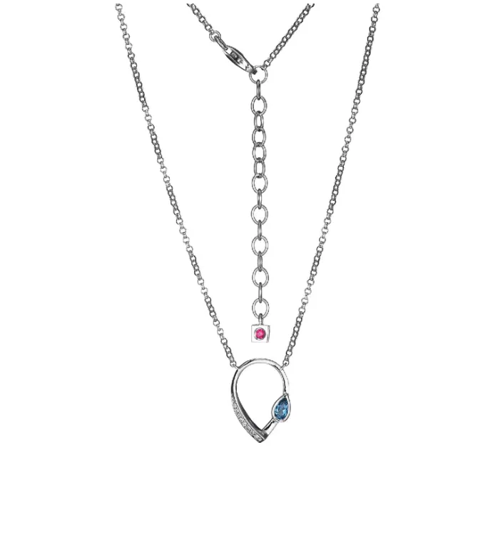 ELLE Silver London Blue Topaz Necklace (SI3462)