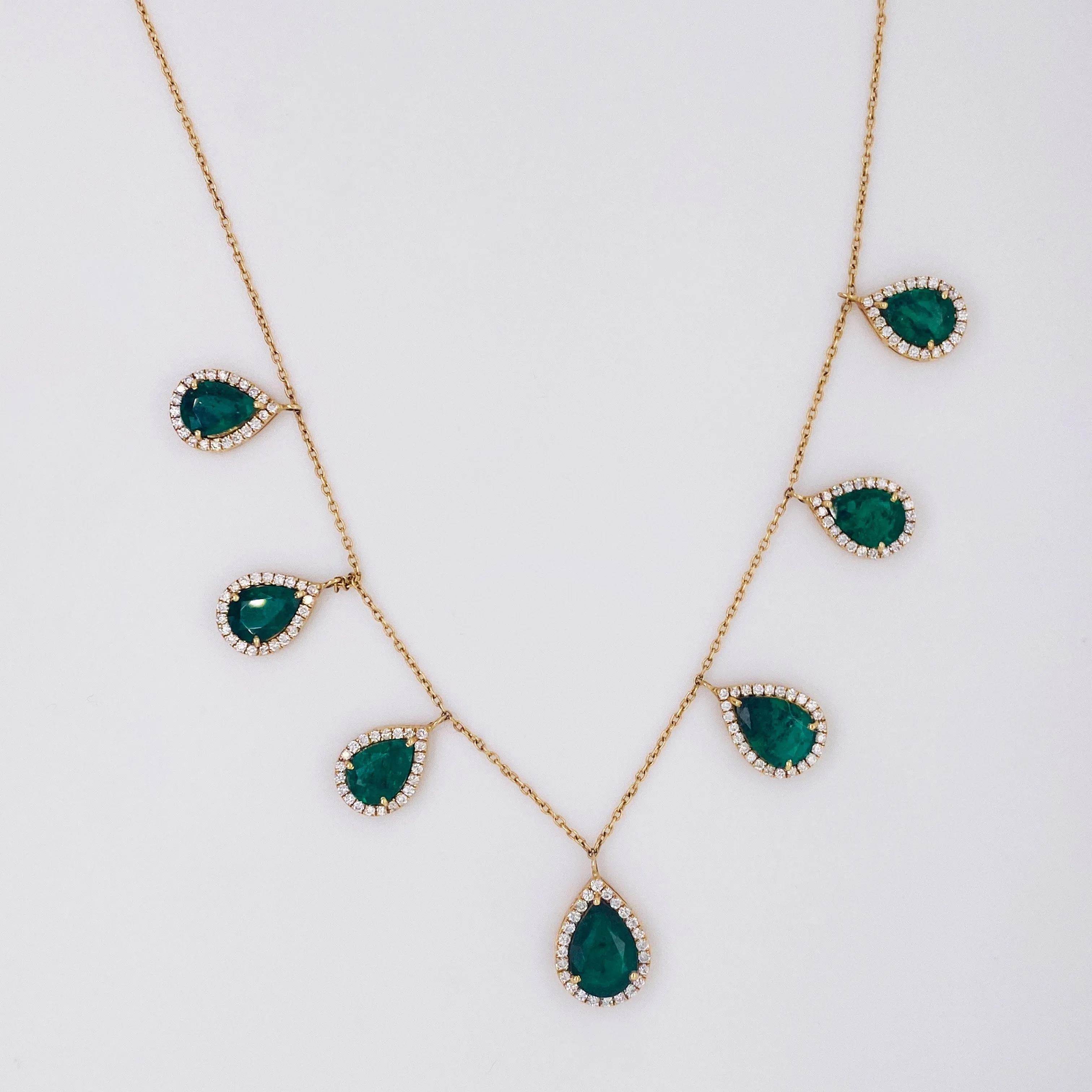 Emerald & Diamond Drop Necklace