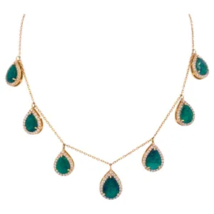 Emerald & Diamond Drop Necklace