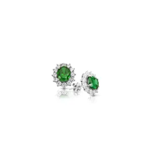 Emerald CZ Earrings - 9ct White Gold