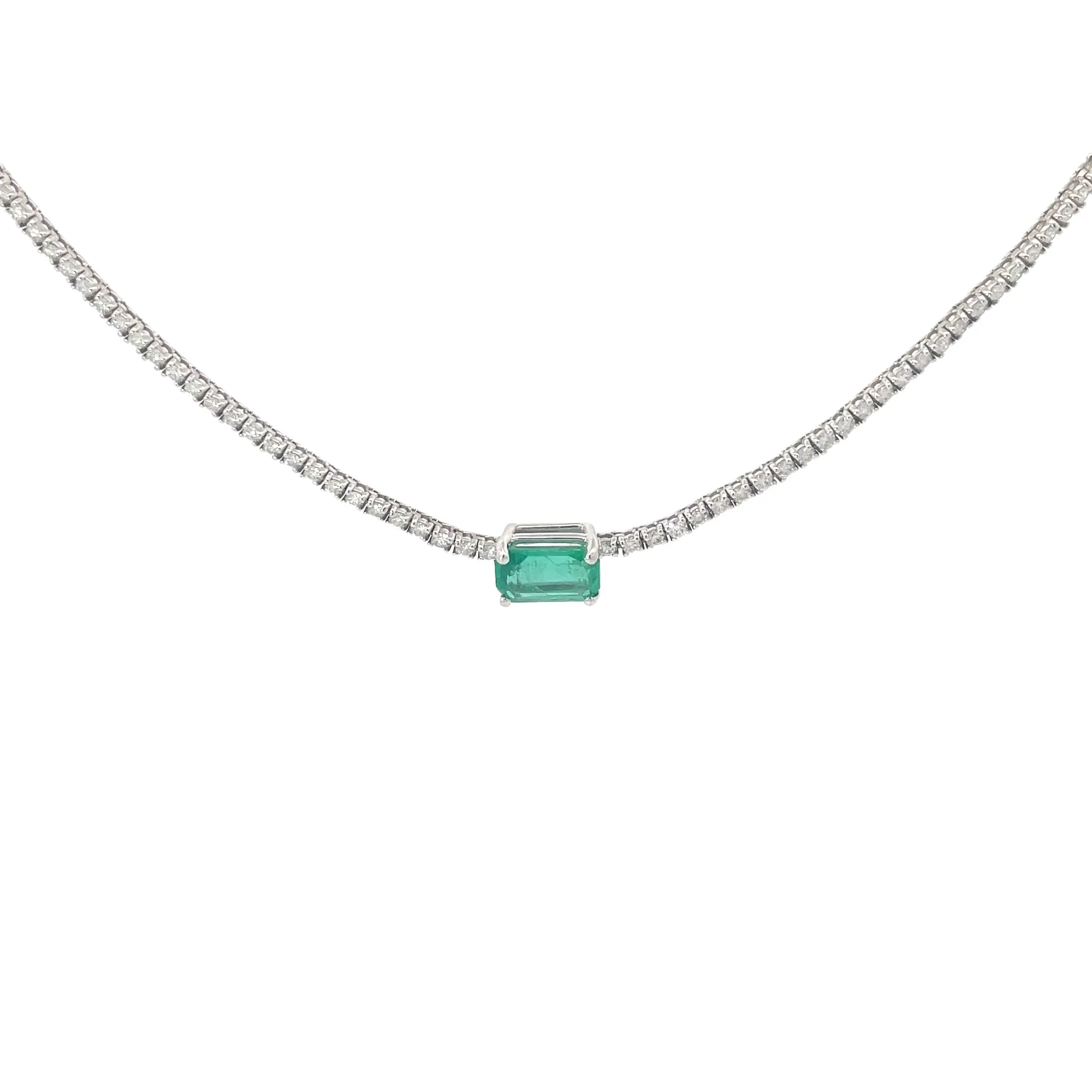 Emerald Diamond Tennis Necklace