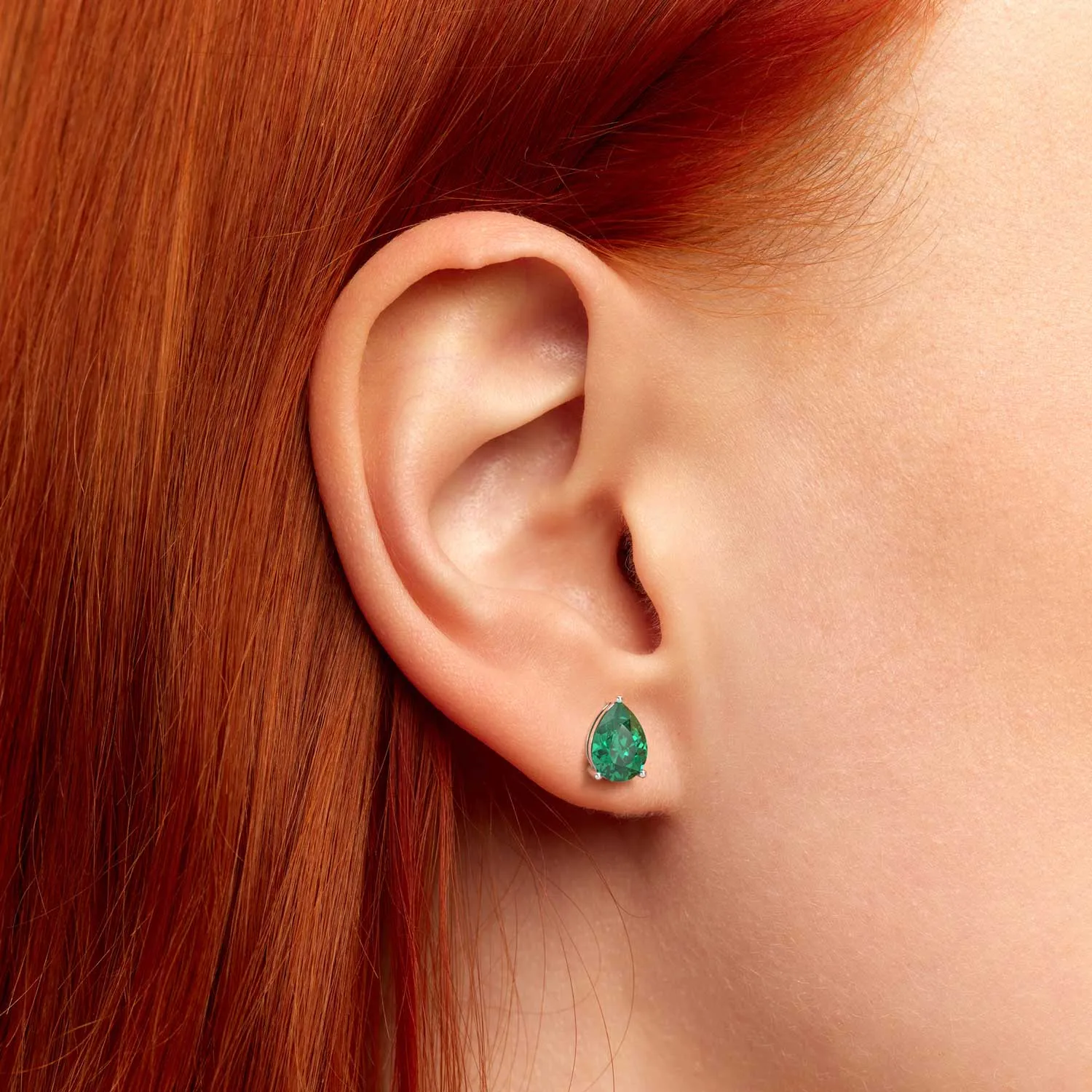 Emerald Pear Cut Stud Earrings in Sterling Silver - Irosk Australia ®