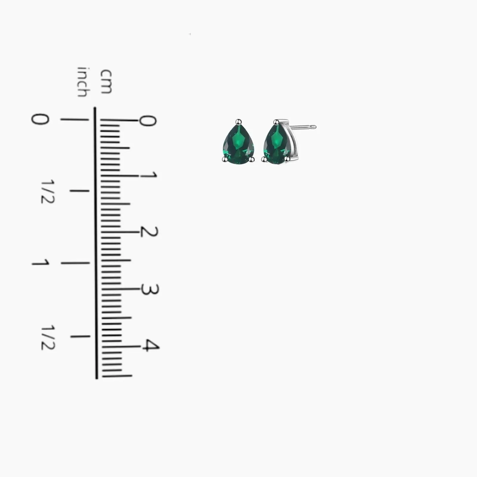 Emerald Pear Cut Stud Earrings in Sterling Silver - Irosk Australia ®