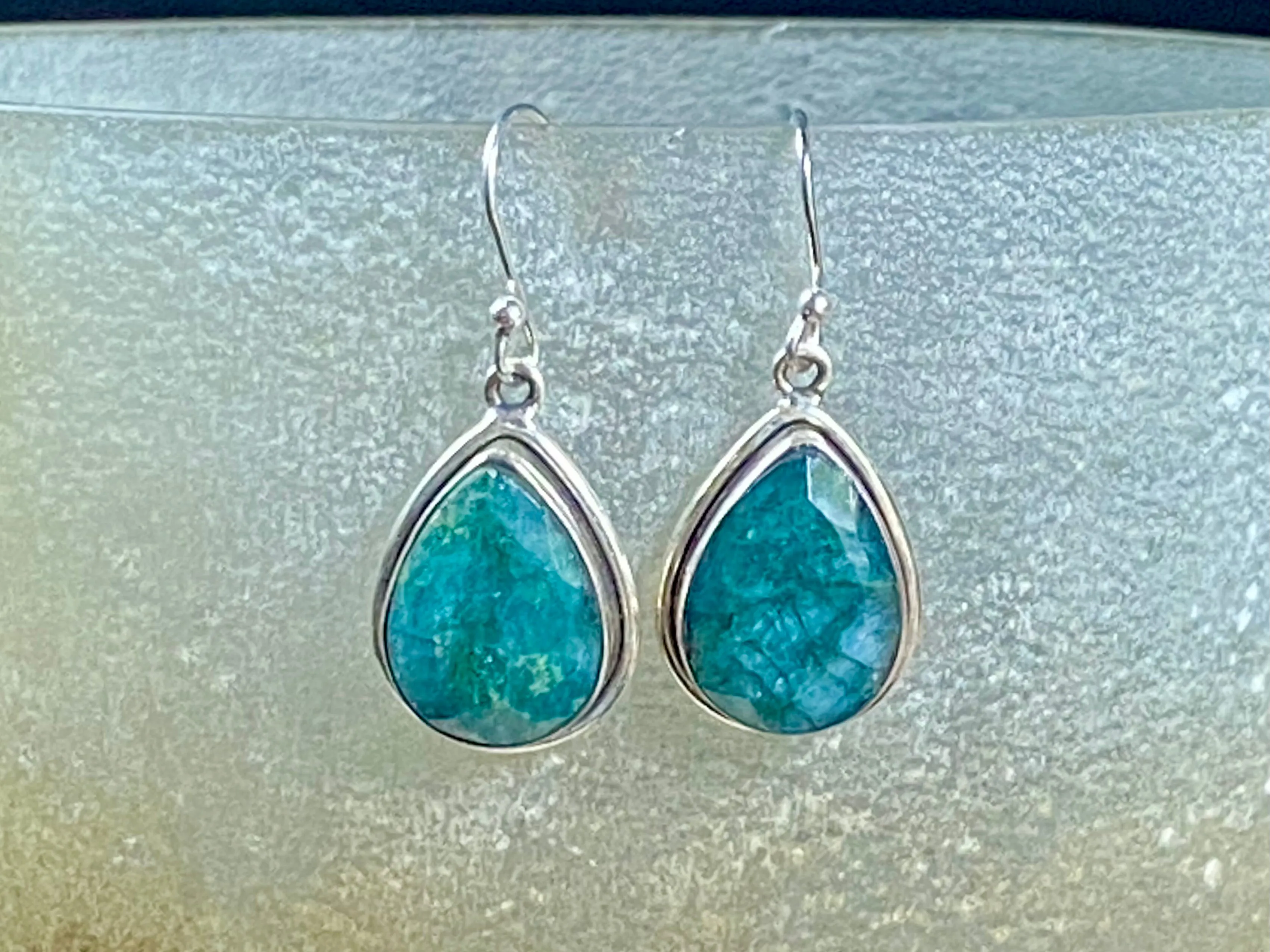 Emerald Silver Earrings