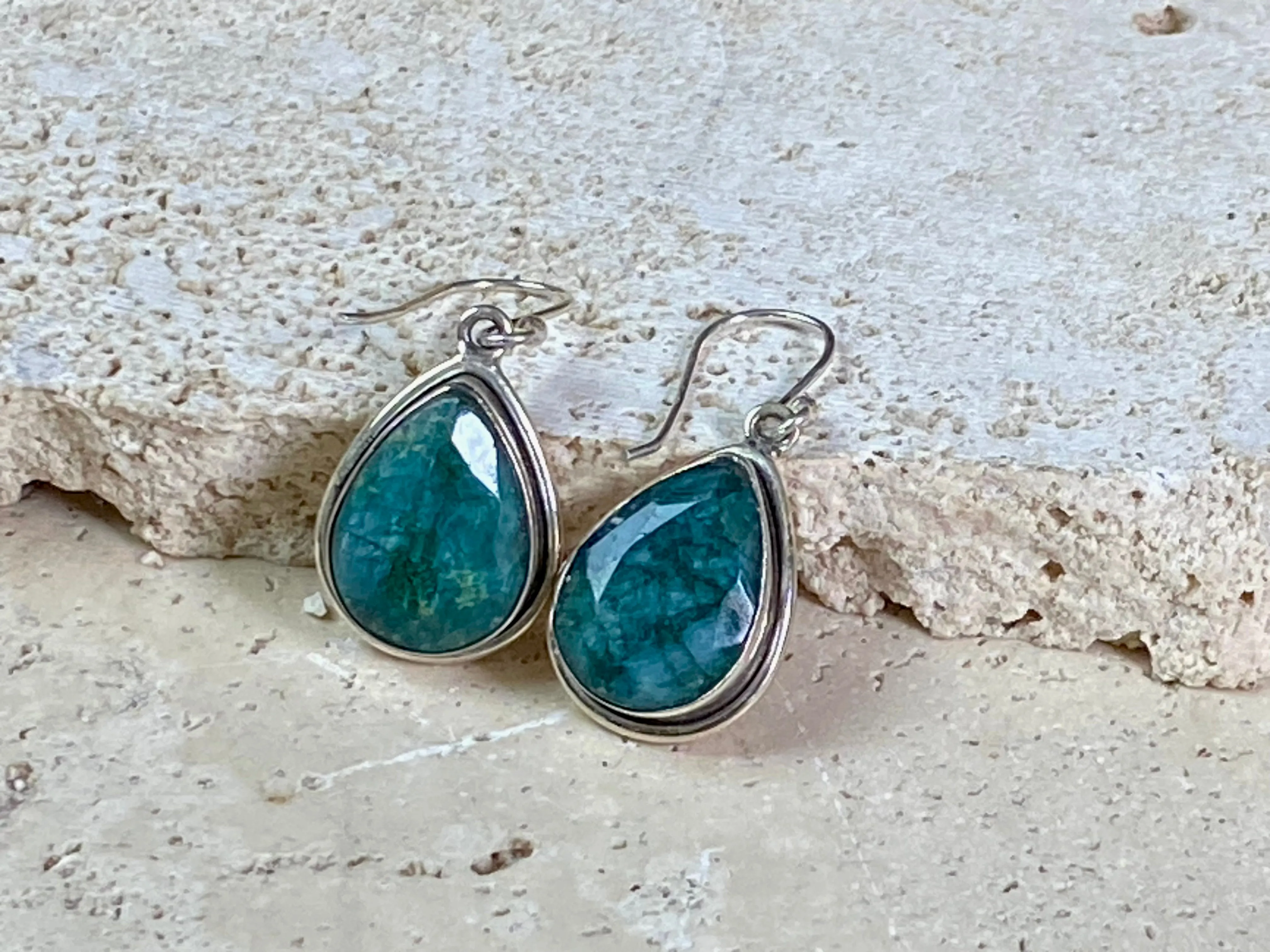 Emerald Silver Earrings