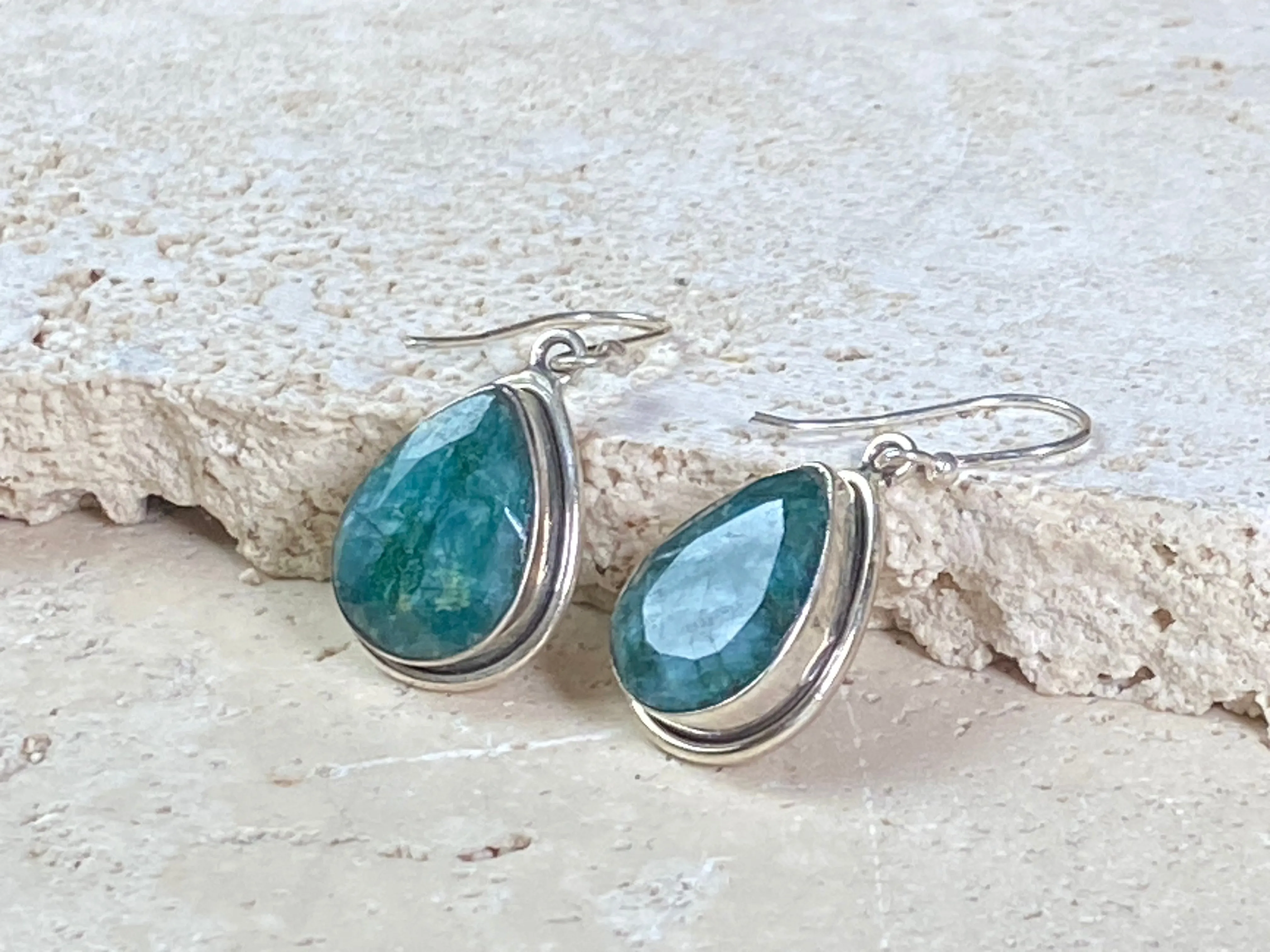 Emerald Silver Earrings