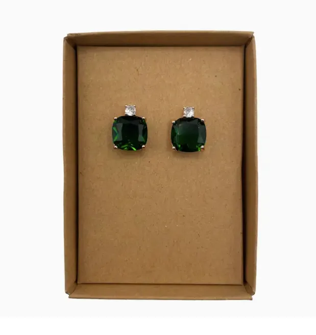 Emerald Square Sparkle Earrings