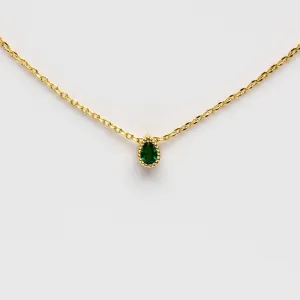 Emerald Tiny Teardrop Necklace